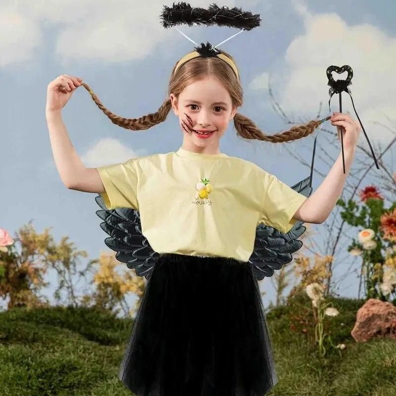 Angel Halloween Costumes For Girls Dark Angel Devil Wings Halo Dress Kit Themed Dress Up Sets For Halloween Carnival Stage