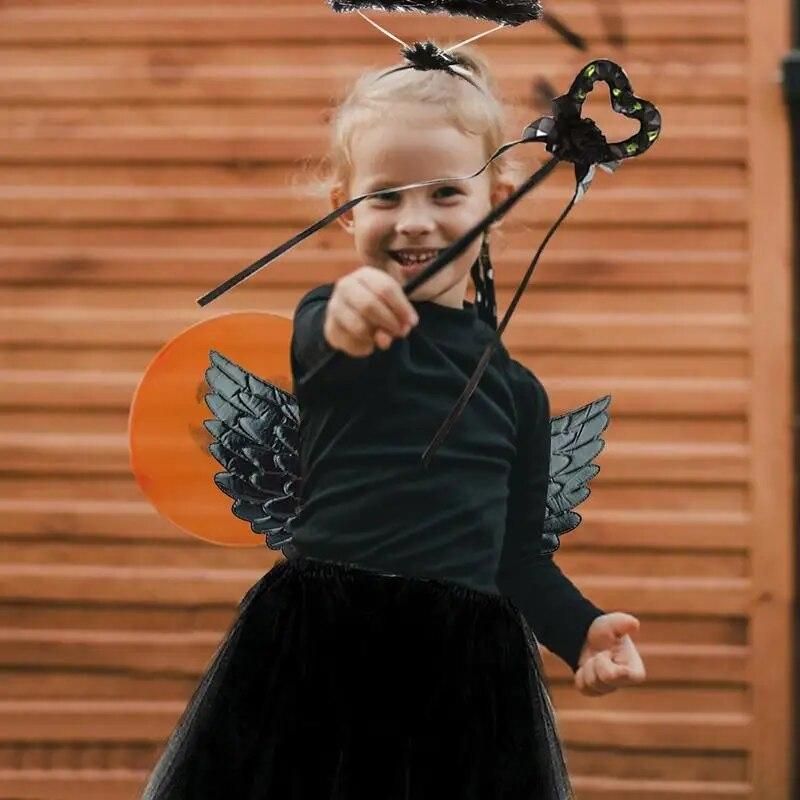 Angel Halloween Costumes For Girls Dark Angel Devil Wings Halo Dress Kit Themed Dress Up Sets For Halloween Carnival Stage