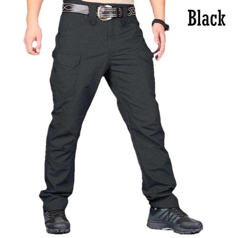 Cargo Pants Men Combat Military Pants Many Pockets Stretch Flexible Man Casual Trousers Black