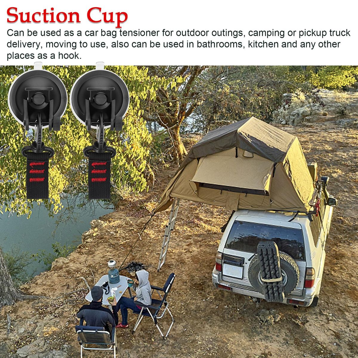Suction Cup Anchor Heavy Duty Car Mount Luggage Tarps Tents Tie Down Tool Car Canopy Tensioner Multi-function Suction Cup Anchor with Buckle