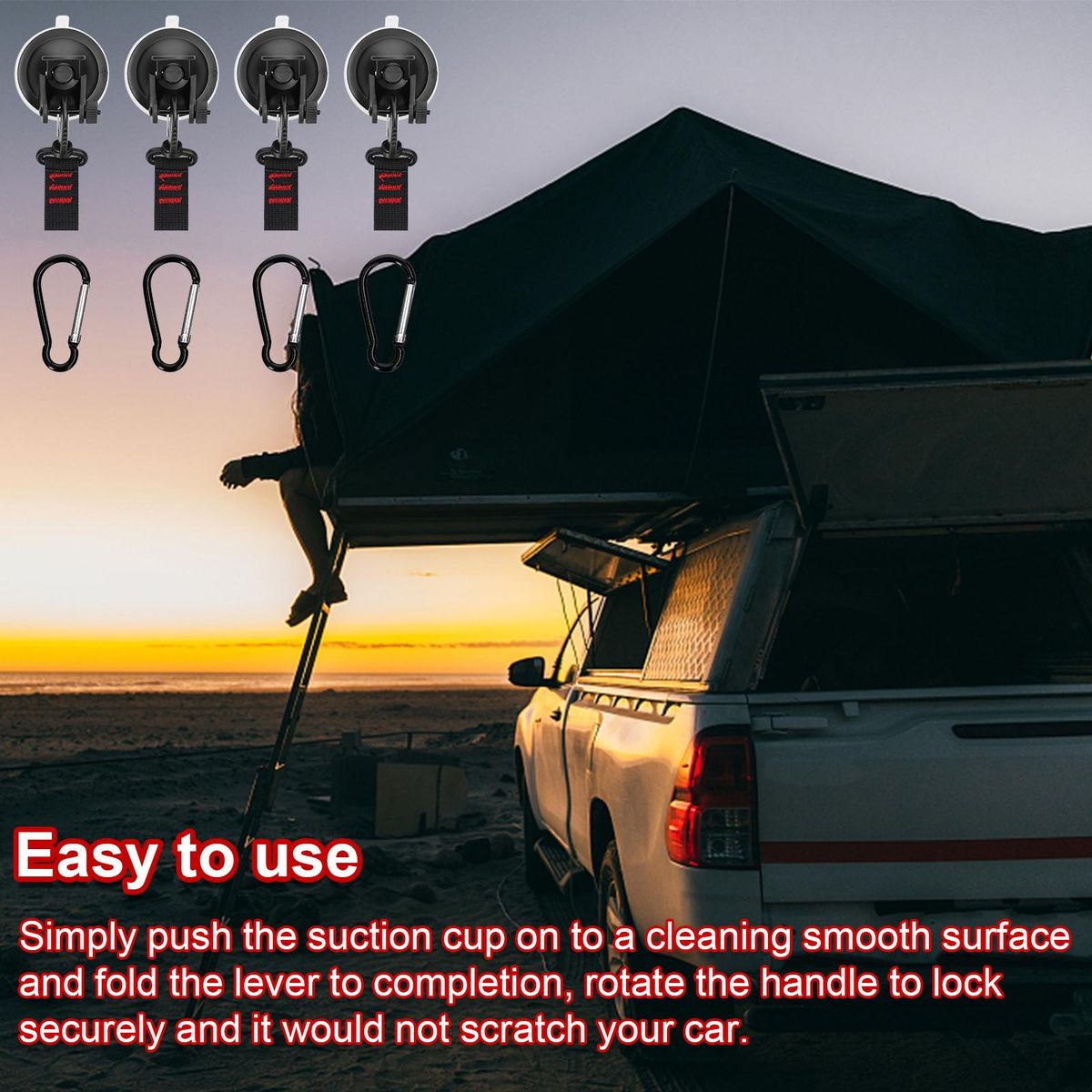 Suction Cup Anchor Heavy Duty Car Mount Luggage Tarps Tents Tie Down Tool Car Canopy Tensioner Multi-function Suction Cup Anchor with Buckle