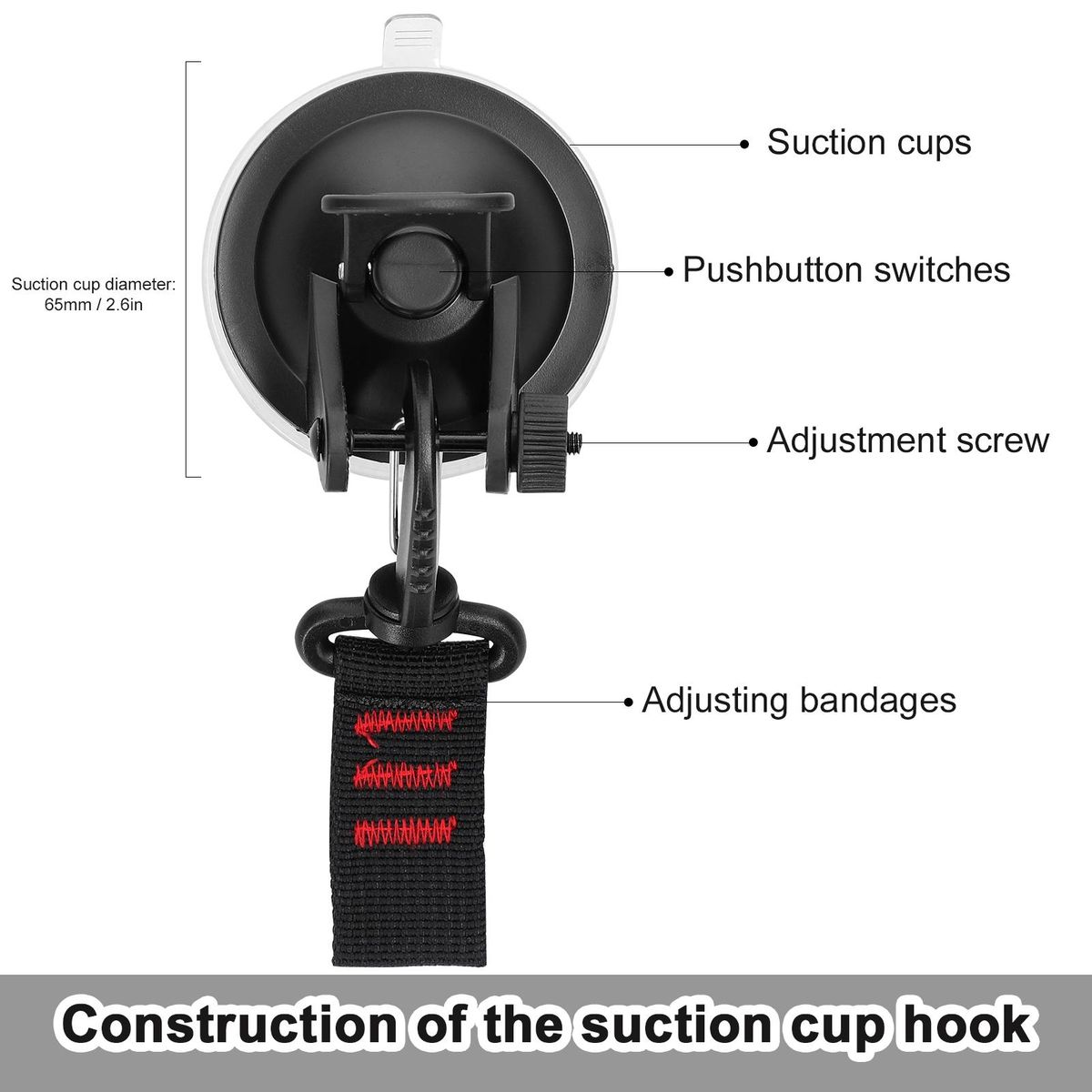 Suction Cup Anchor Heavy Duty Car Mount Luggage Tarps Tents Tie Down Tool Car Canopy Tensioner Multi-function Suction Cup Anchor with Buckle