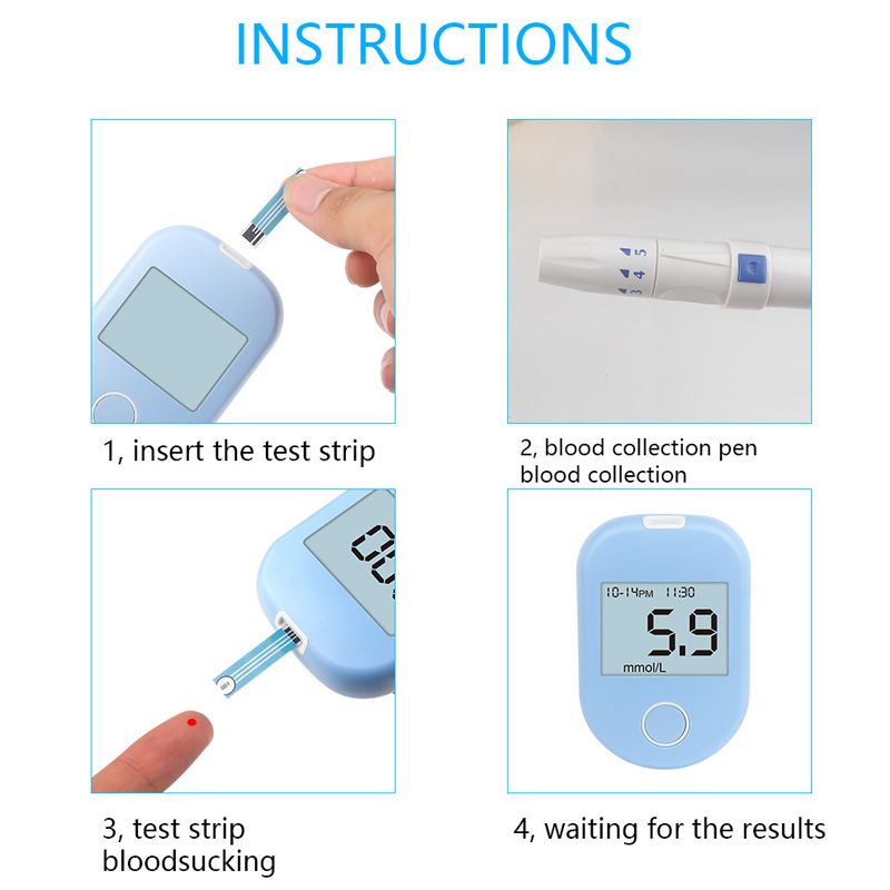 Blood Glucose Meter Glucometer Diabetic Blood Sugar Level Meter Diabetes Tester With Test Stripcet Medical Health Care Tool