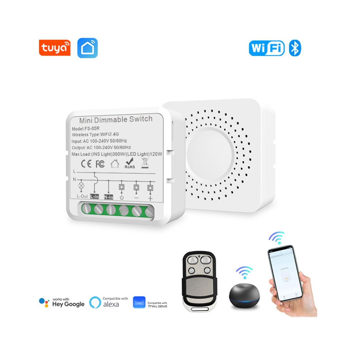 Tuya WiFi Smart Dimmers Switch Module Supports 2 Way