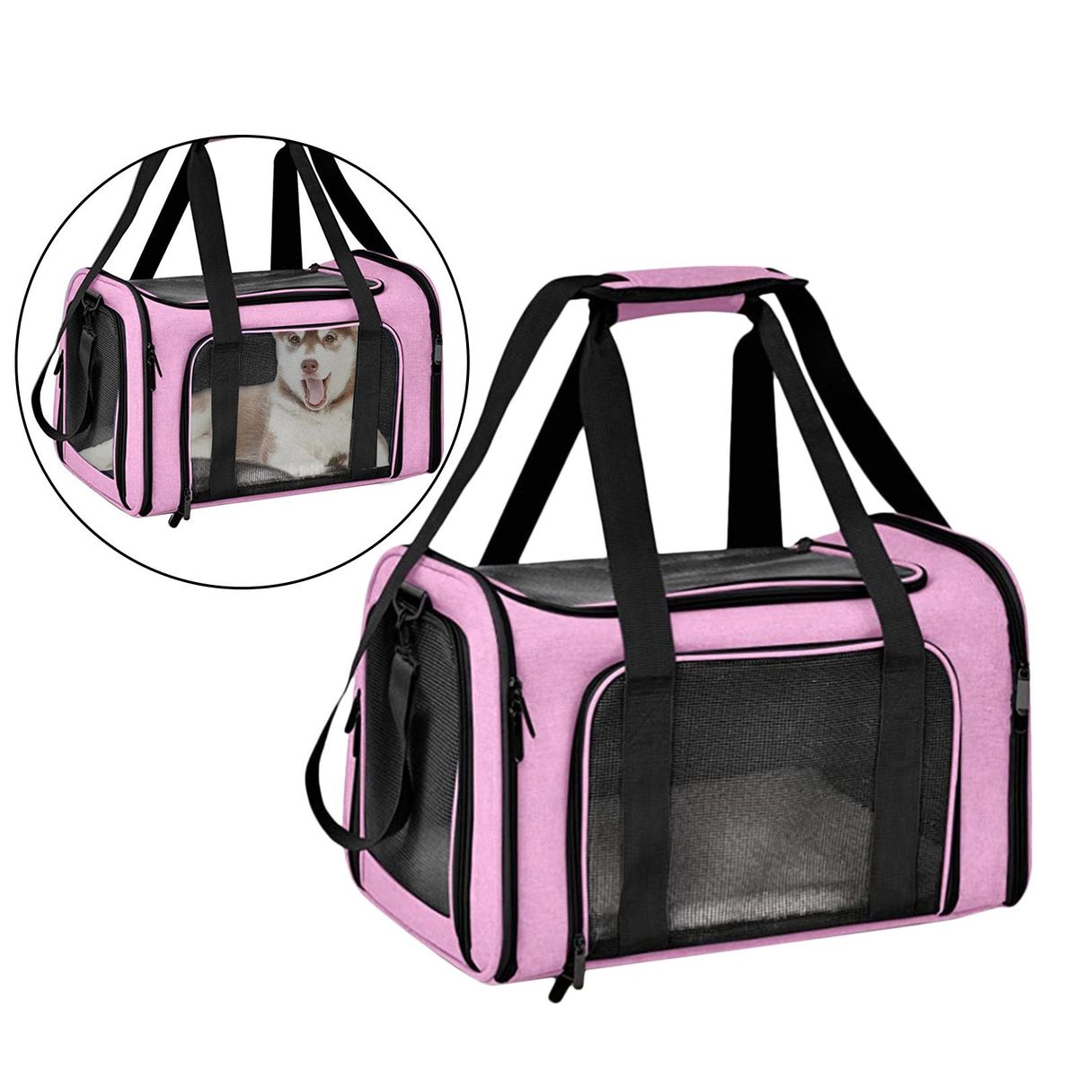Pet Cat Travel Carrier Bag Dog Puppy Portable Cage Foldable Pink