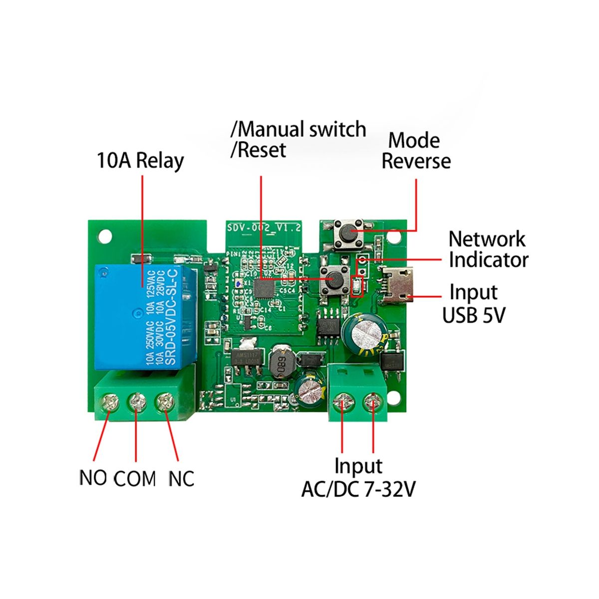 WiFi Smart Switch DIY Timer 1CH 7-32V RF433 2.4G WiFi