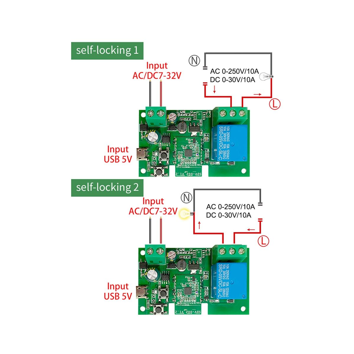 WiFi Smart Switch DIY Timer 1CH 7-32V RF433 2.4G WiFi