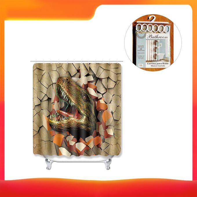 3D Dinosaur Printed Pattern Bathroom Shower Curtain