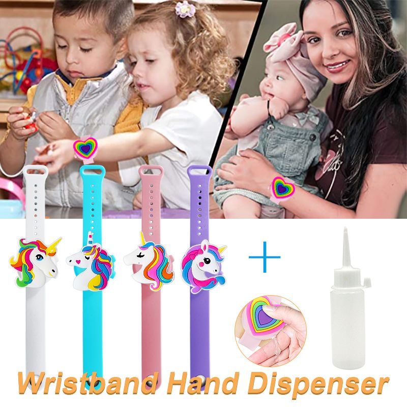 20 ML Cartoon Wristband Hand Dispenser Let Portable Disinfectant  Let Soap Dispenser Kids Hand Sanitizer Holder-black Watermelon