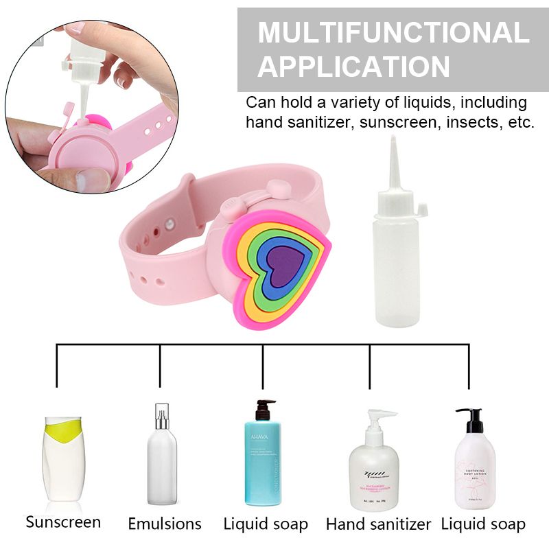 20 ML Cartoon Wristband Hand Dispenser Let Portable Disinfectant  Let Soap Dispenser Kids Hand Sanitizer Holder-black Watermelon