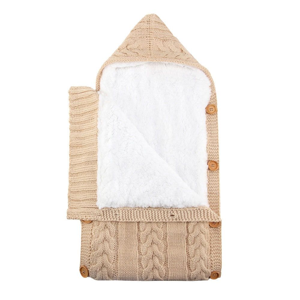 Winter Autumn Baby Sleeping Bag Kids Toddler Warm Sleeping Bag Wool Knit Thick Quilt Black
