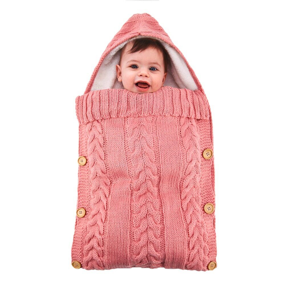 Winter Autumn Baby Sleeping Bag Kids Toddler Warm Sleeping Bag Wool Knit Thick Quilt Black
