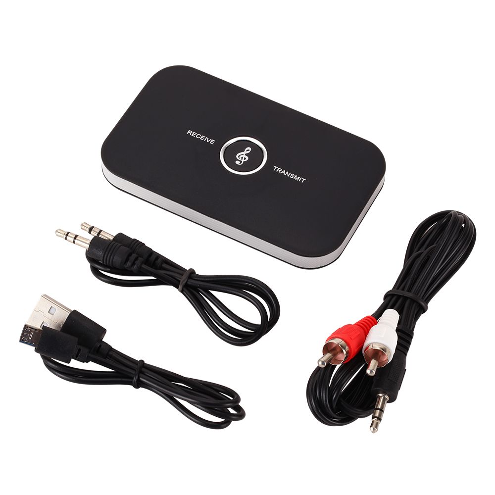 B6 Bluetooth-Compatible Transmitter Receiver Wireless Audio Adapter For PC TV Headphone Car With 3.5mm AUX Music Receiver Sender Black