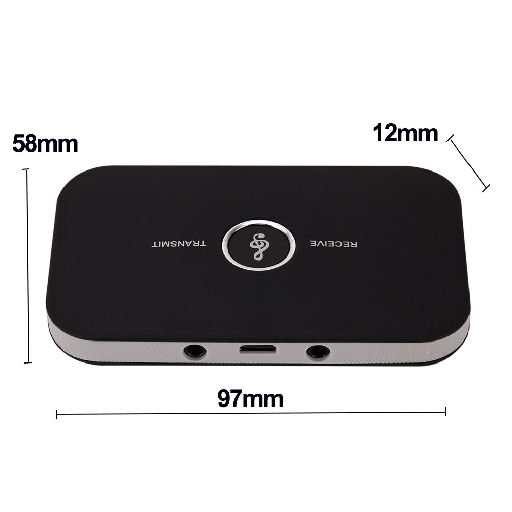 B6 Bluetooth-Compatible Transmitter Receiver Wireless Audio Adapter For PC TV Headphone Car With 3.5mm AUX Music Receiver Sender Black
