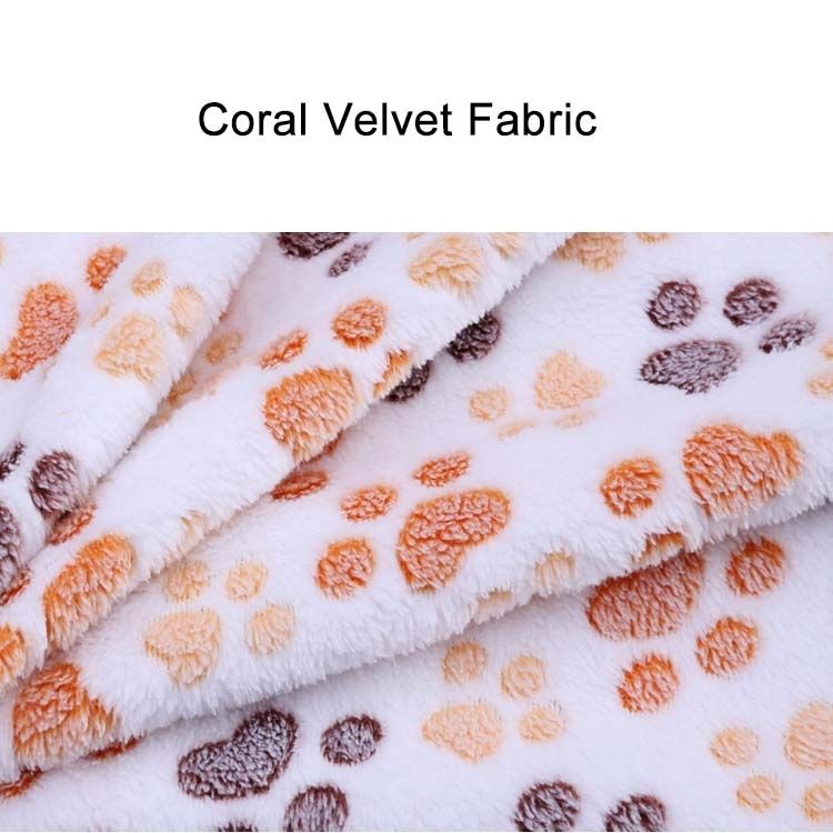 Dog Kennel Mat Footprints Pattern Thick Warm Coral Fleece Pet Dog Blankets, Size: S, 40*60cm (Coffee)