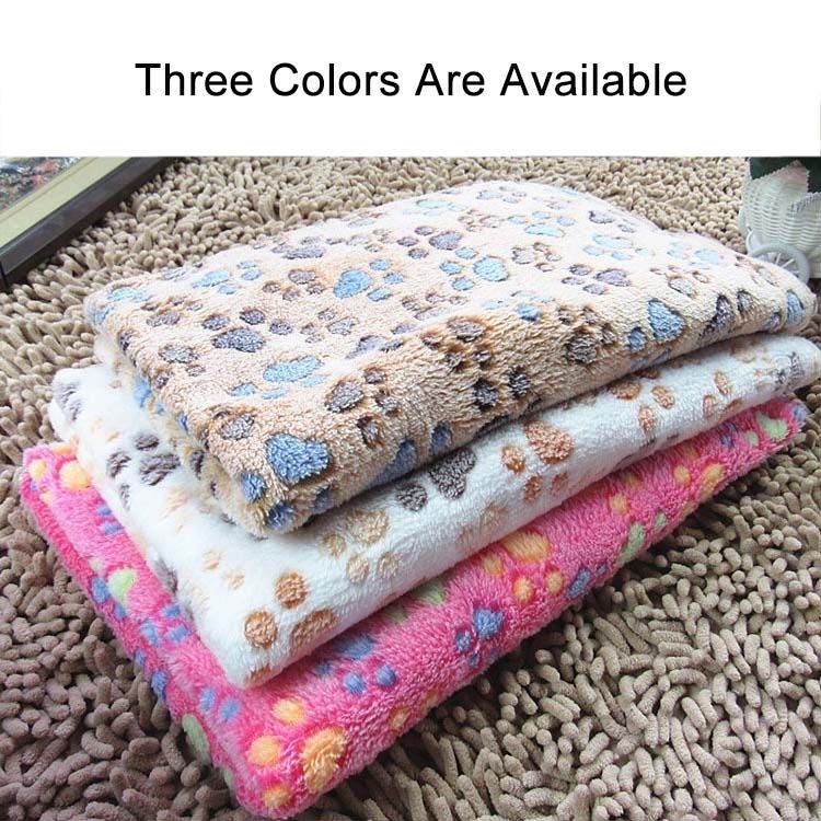 Dog Kennel Mat Footprints Pattern Thick Warm Coral Fleece Pet Dog Blankets, Size: S, 40*60cm (Coffee)