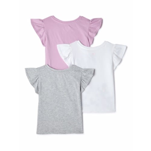 365 Kids Girls Graphic Ruffle Tshirt 3 Packs