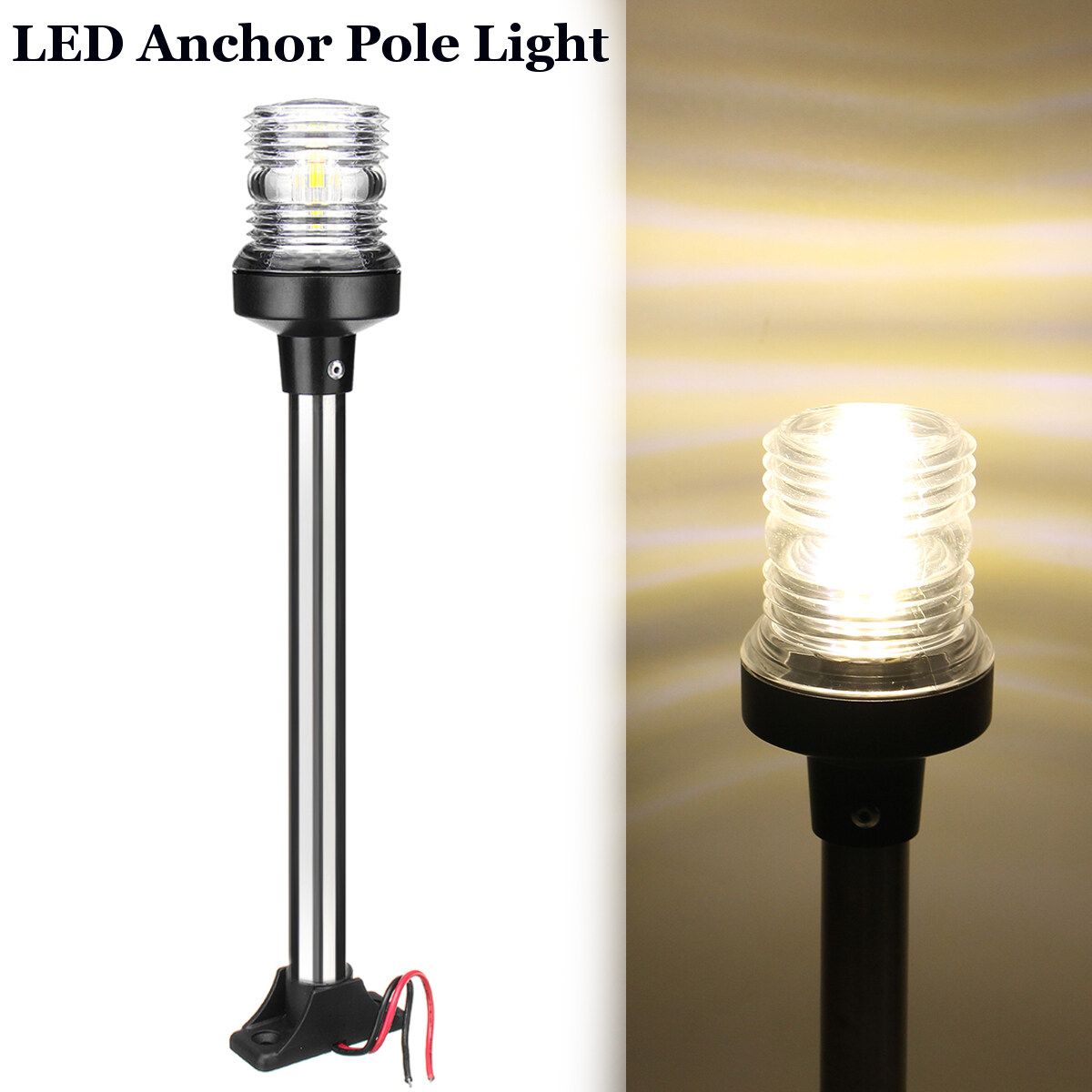 12V-24V LED Navigation Pole Lights Marine Boat Pontoon Stern Anchor Fixed Base
