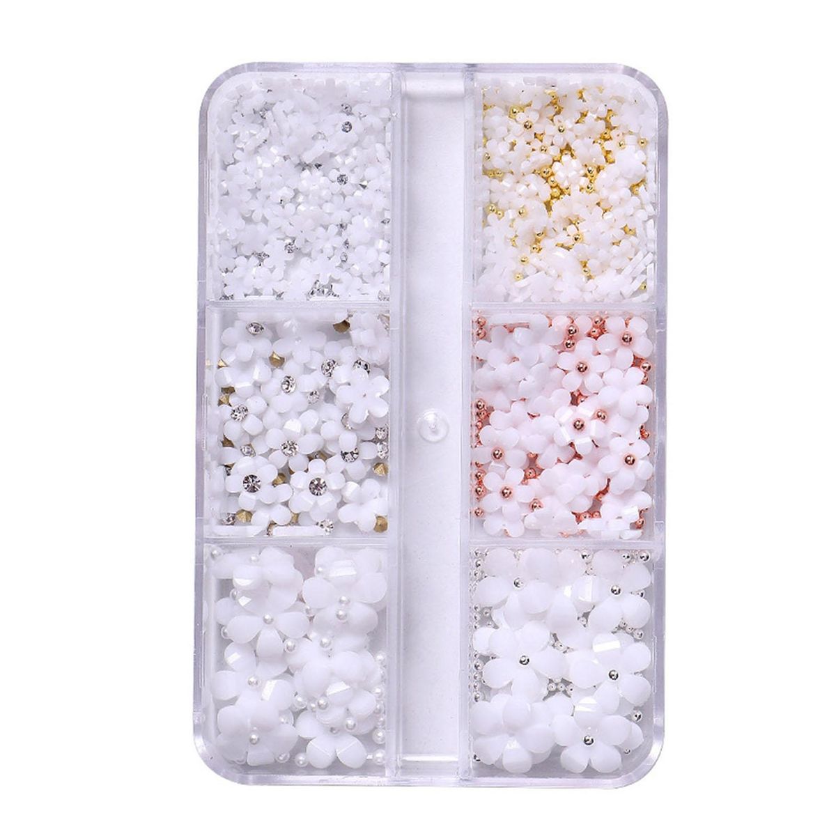 1 Box Nail Art Charm Colorful Flower Nail Decoration White