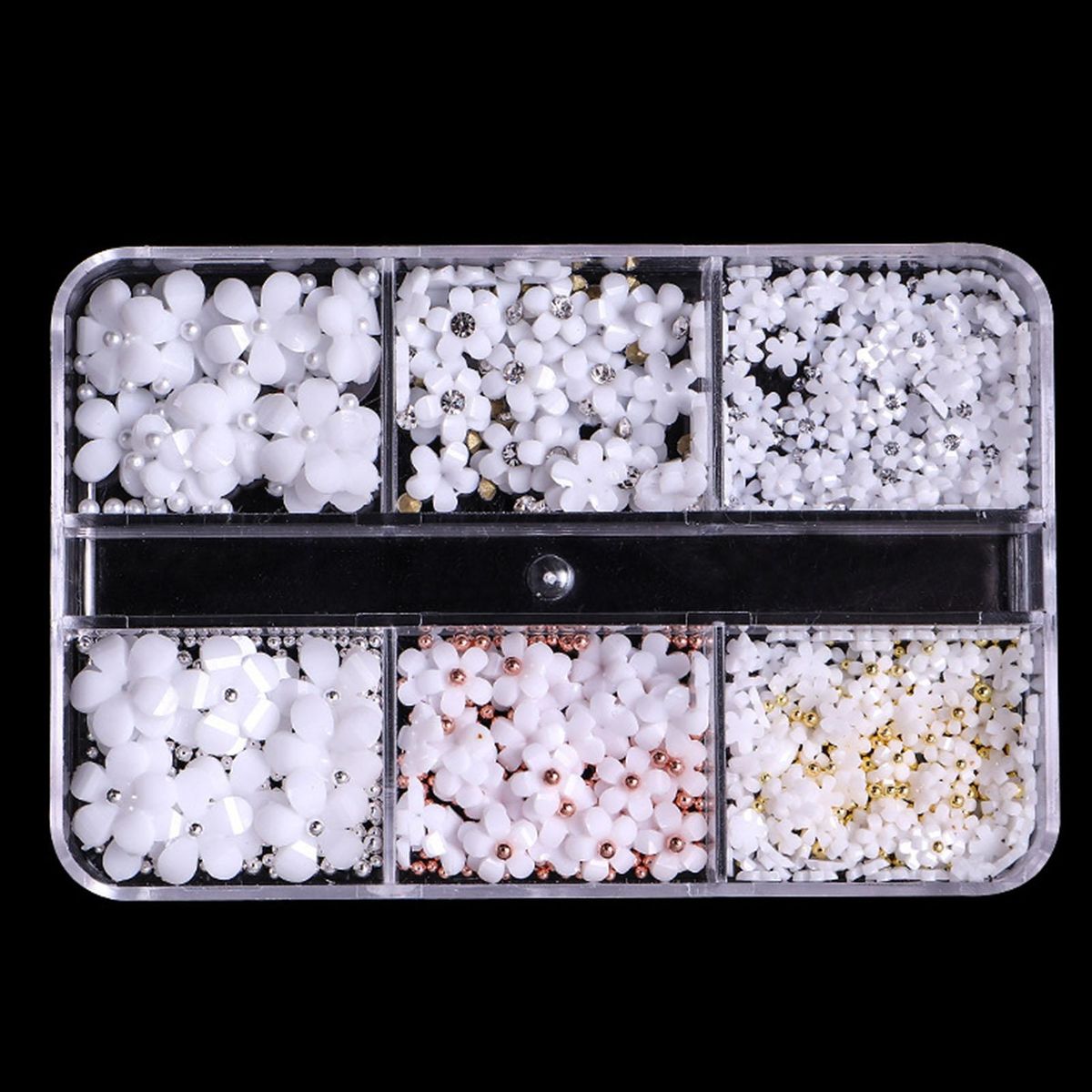 1 Box Nail Art Charm Colorful Flower Nail Decoration White