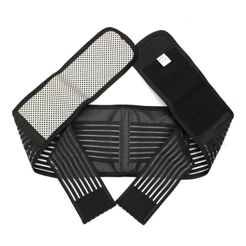 1Pcs Adjustable Neoprene Double Pull Lumbar Support Lower Back Belt Brace Pain Relief Band Waist Belt(#Beige)