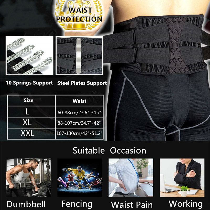 Medical Back Brace Waist Trainer Belt Spine Support Men Women Breathable Lumbar Corset Orthopedic Faja Lumbar Hombre Gym Belts(#black)