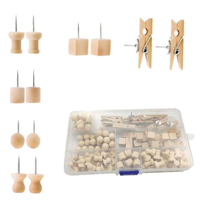 135 Pieces Wood Push Pins Thumb Tacks Kit With Clips Pushpins For Cork