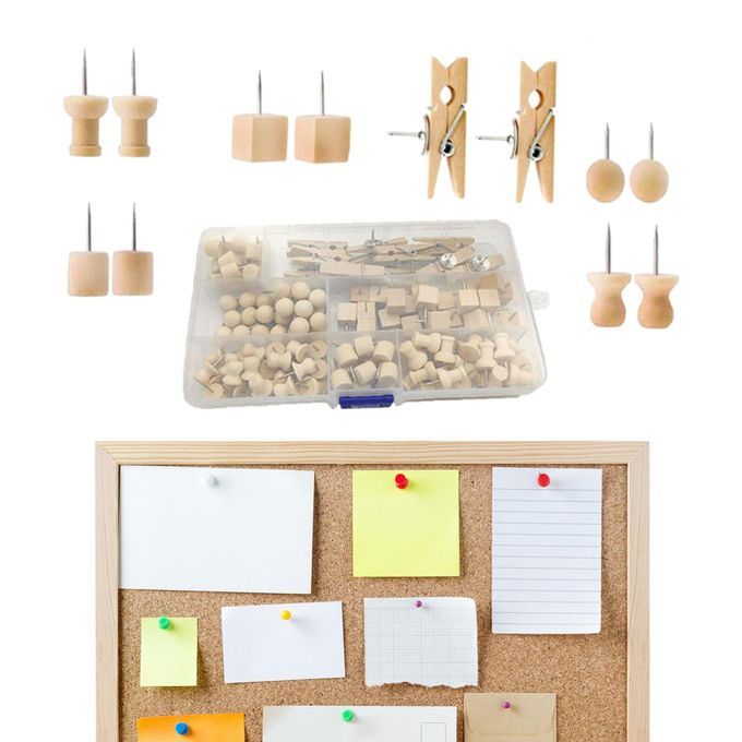 135 Pieces Wood Push Pins Thumb Tacks Kit With Clips Pushpins For Cork
