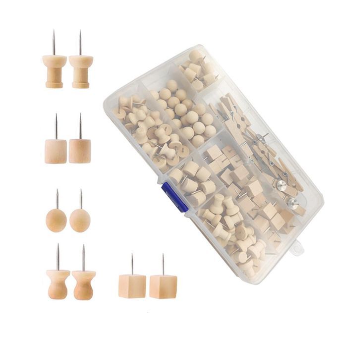 135 Pieces Wood Push Pins Thumb Tacks Kit With Clips Pushpins For Cork