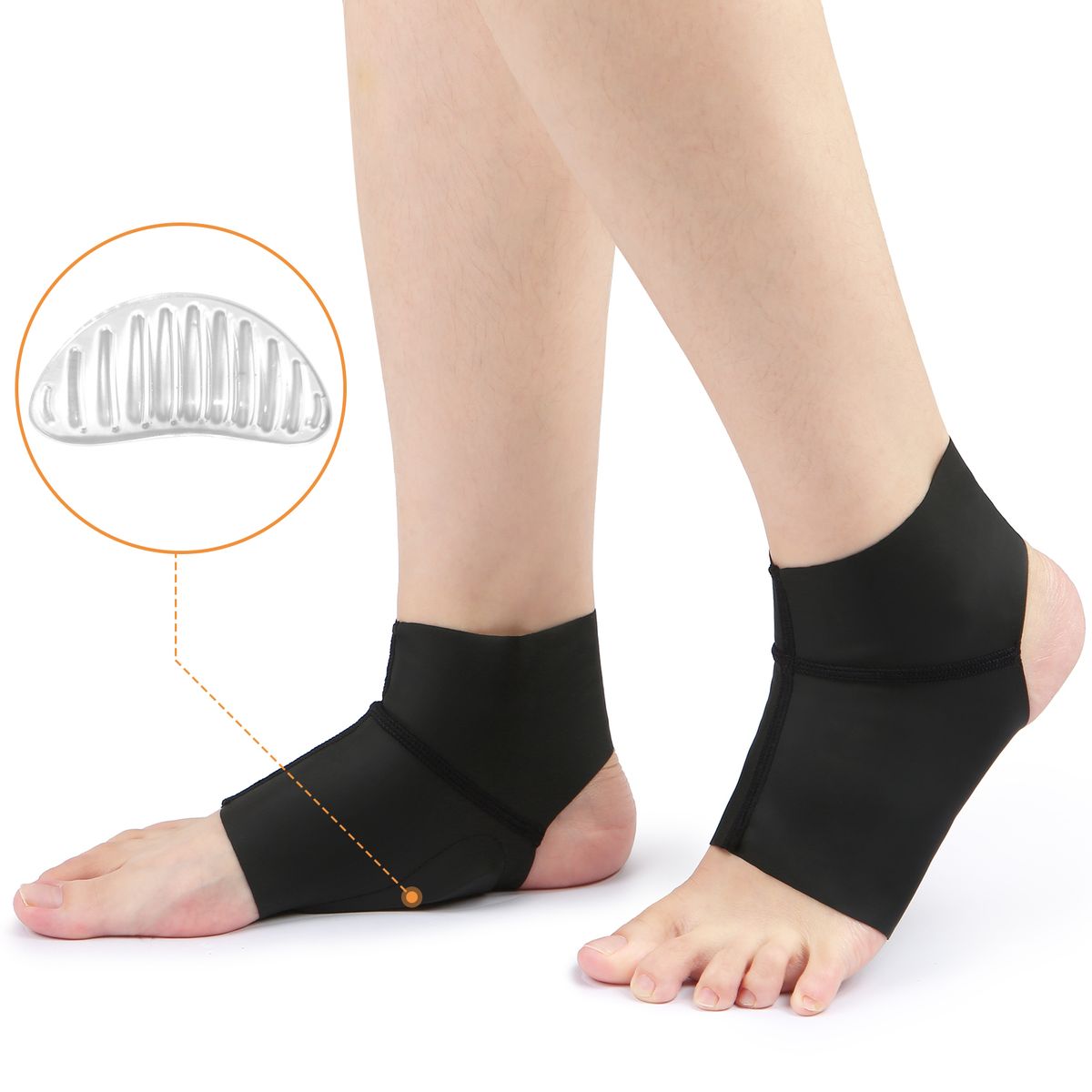 1pair Compression Arch Support Brace Ankle Protector Flat