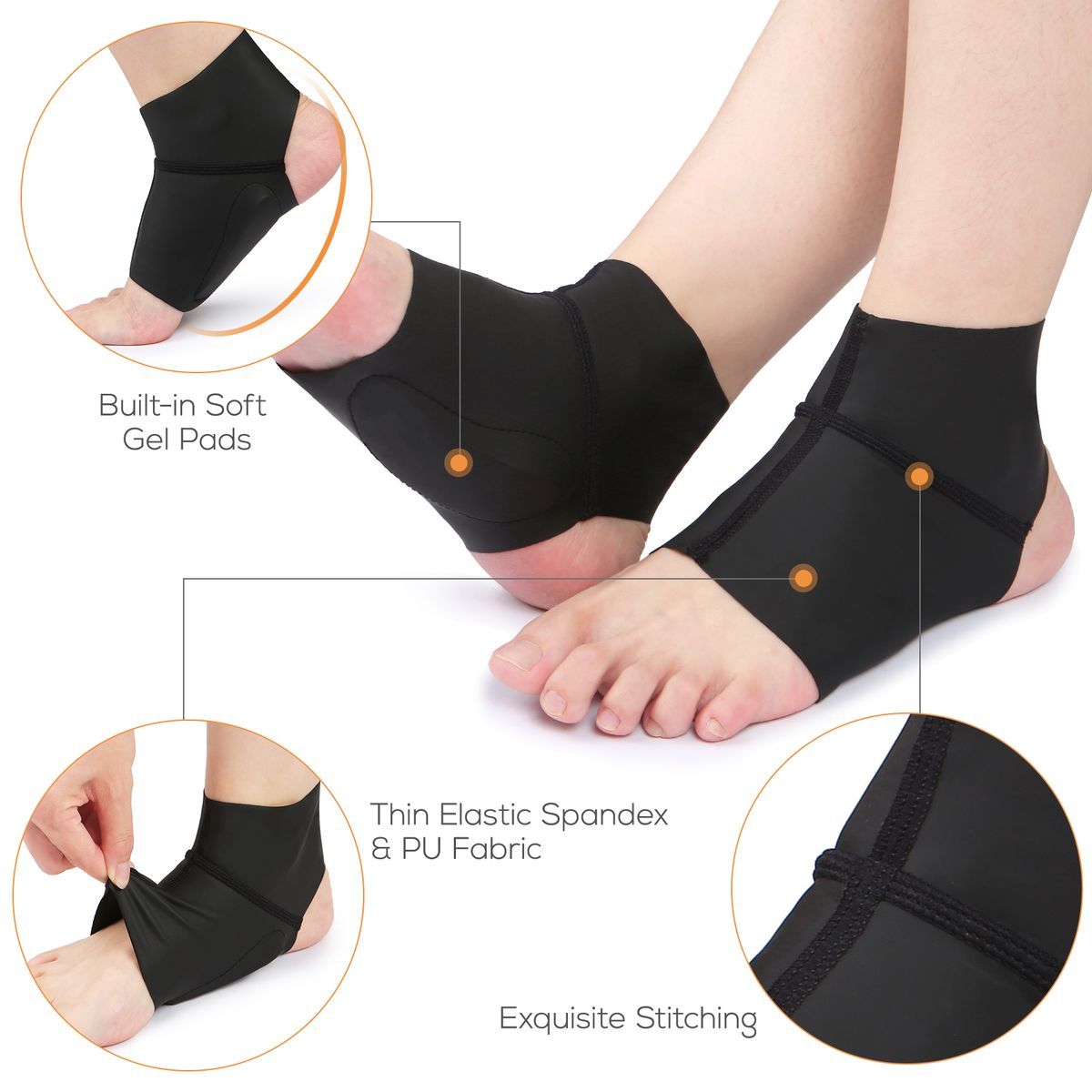 1pair Compression Arch Support Brace Ankle Protector Flat