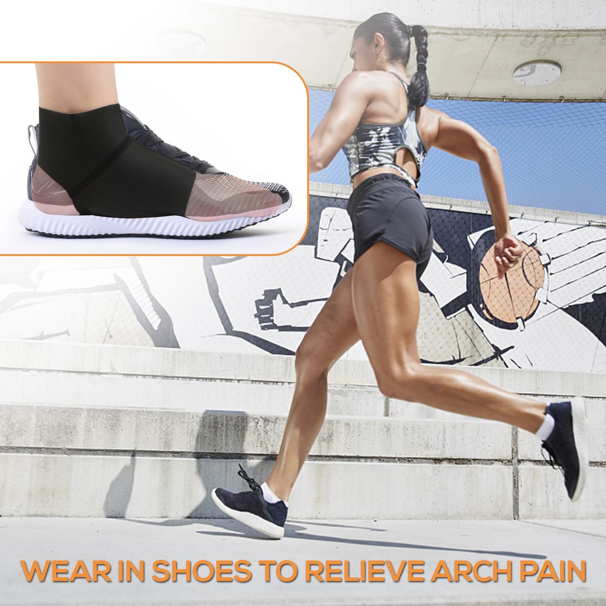 1pair Compression Arch Support Brace Ankle Protector Flat