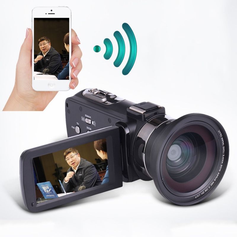 4K HD Night Vision 48MP Home WiFi Live Camcorder DV Digital Camera, Style:Hood +  Microphone
