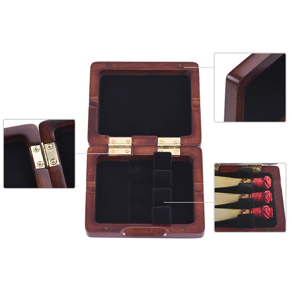 Wooden Bassoon Reed Case Maroon Hand Carved Bassoon Reed Box for 3pcs Reeds