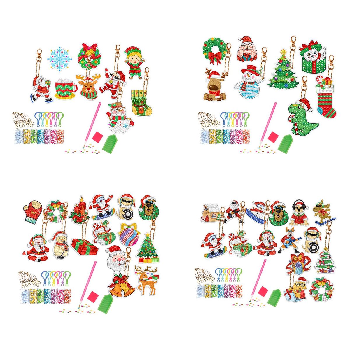 Painting Keychains Christmas Party Game DIY Handmade 8Pcs