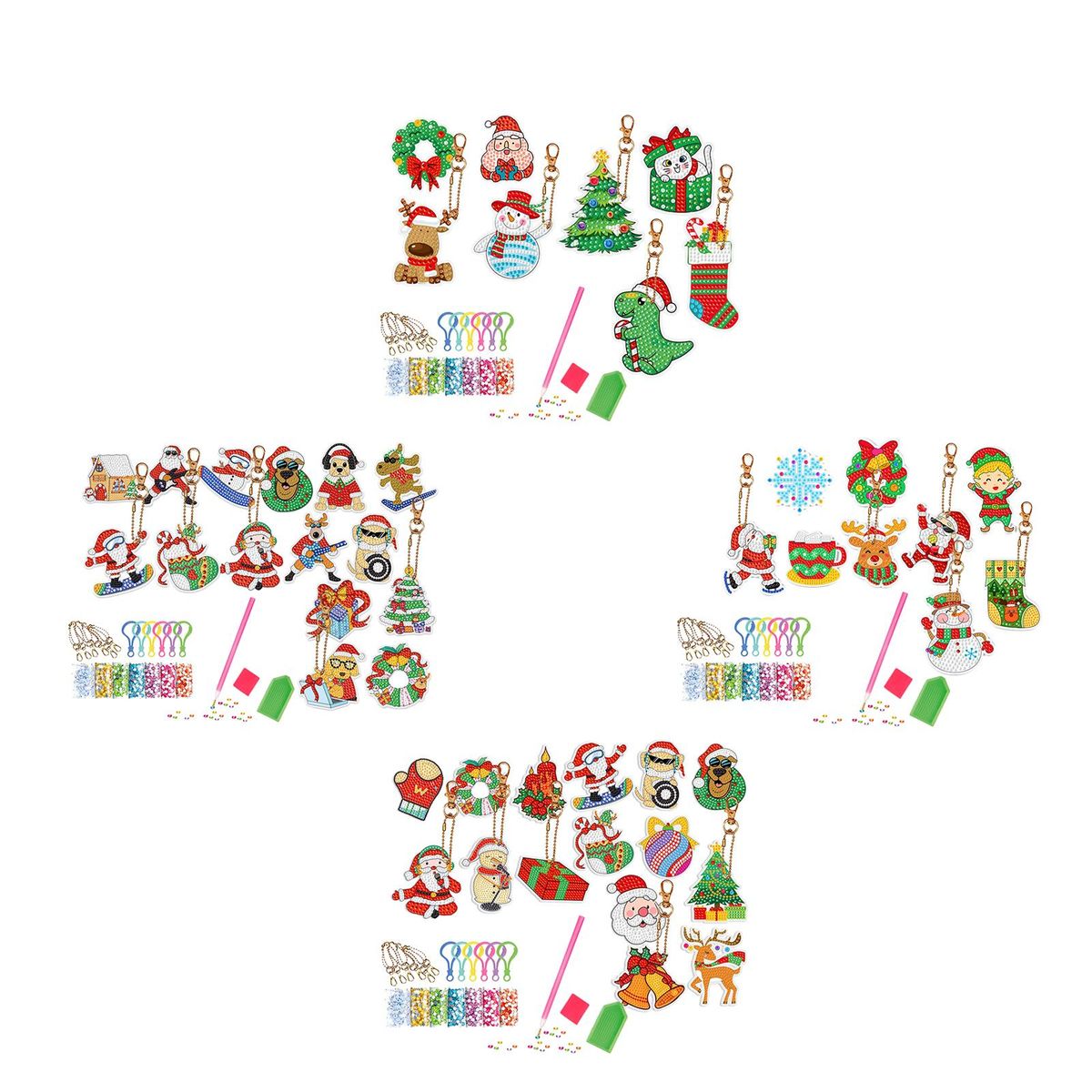 Painting Keychains Christmas Party Game DIY Handmade 8Pcs