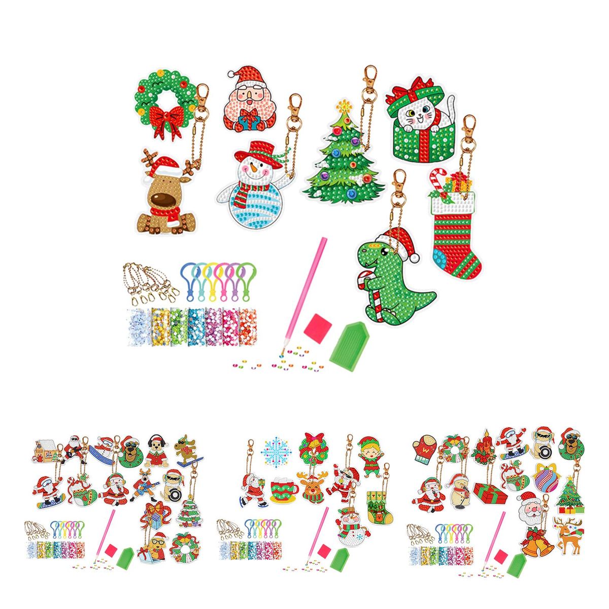Painting Keychains Christmas Party Game DIY Handmade 8Pcs