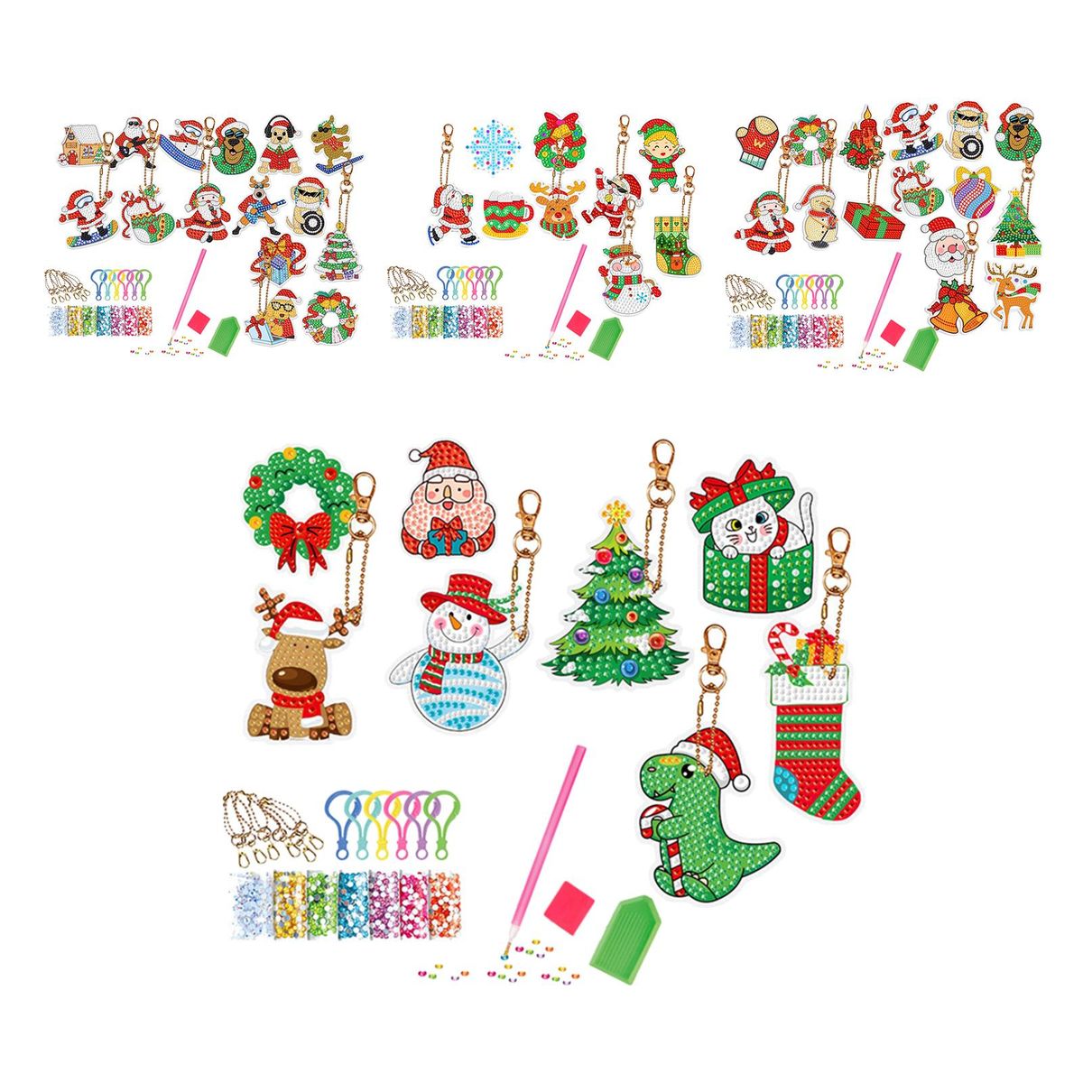 Painting Keychains Christmas Party Game DIY Handmade 8Pcs