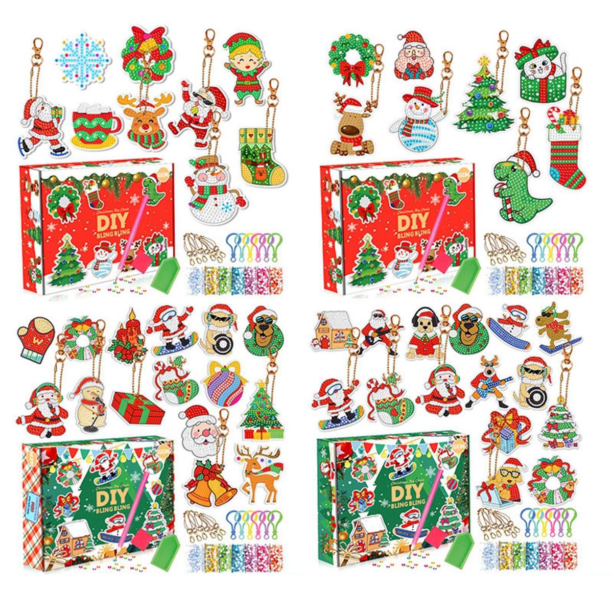 Painting Keychains Christmas Party Game DIY Handmade 8Pcs