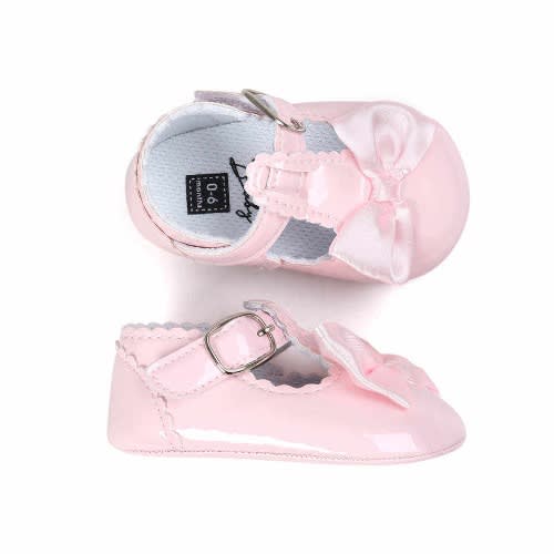 Newborn Baby Girls Party T-bar Bowknot Shoes - Pink