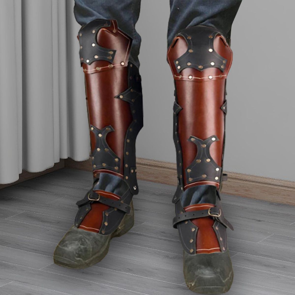Leg Guard  Leg Calf  Protection Gaiter PU Brown