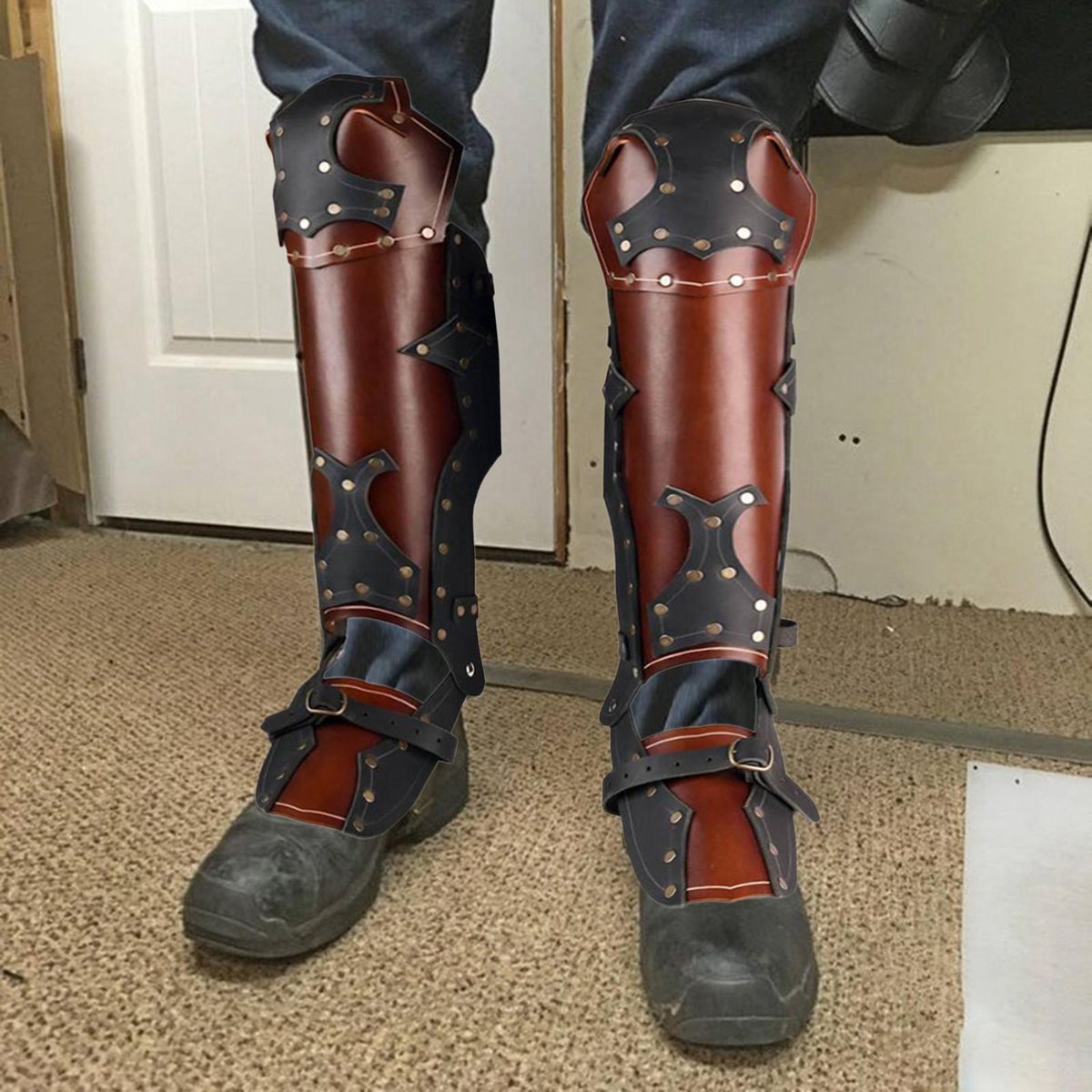 Leg Guard  Leg Calf  Protection Gaiter PU Brown