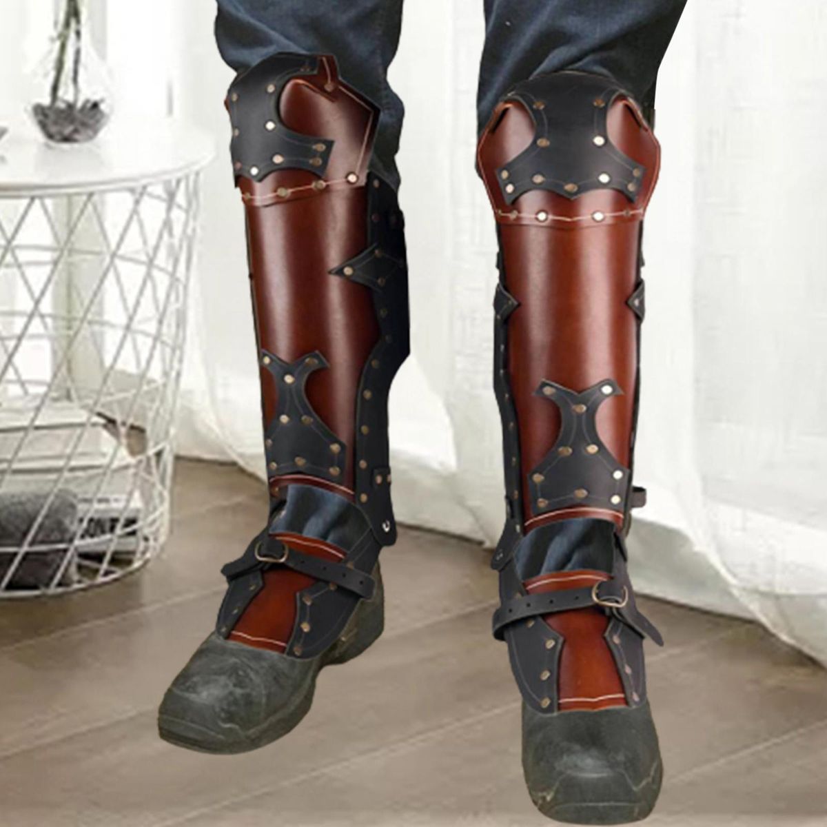 Leg Guard  Leg Calf  Protection Gaiter PU Brown