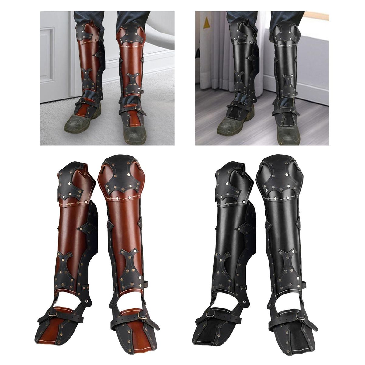Leg Guard  Leg Calf  Protection Gaiter PU Brown