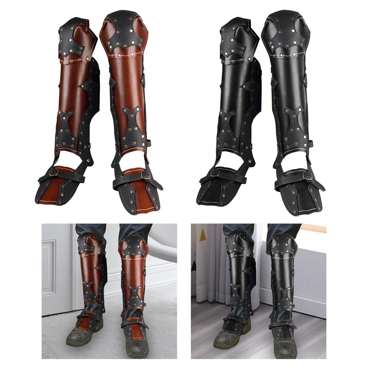 Leg Guard  Leg Calf  Protection Gaiter PU Brown