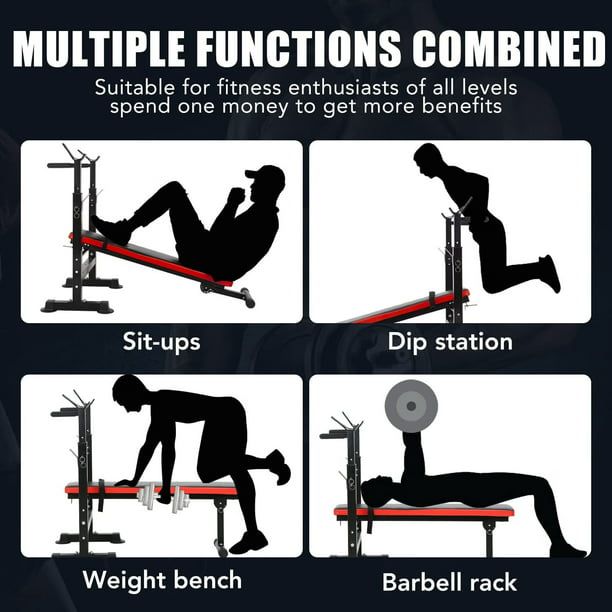 ADJUSTABLE STANDARD WEIGHT BENCH WITH 30KG BARBELL