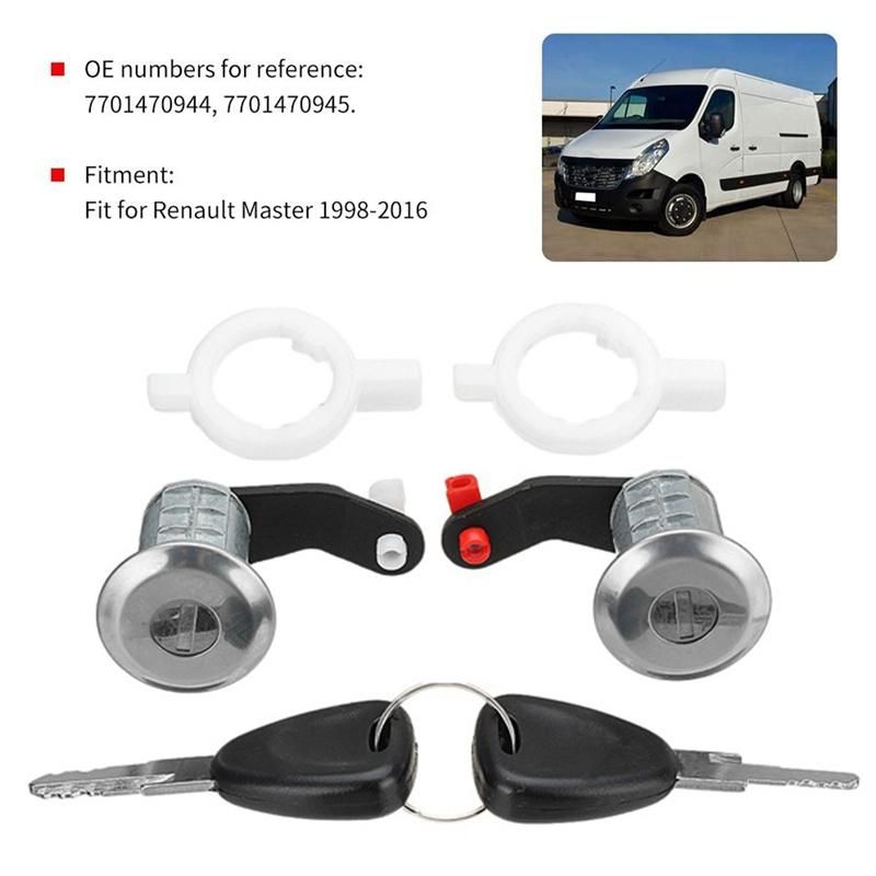 For Master 1998-2016 7701470944 7701470945 Front LeftRight Car Door Lock Barrel Cylinder with 2 Keys