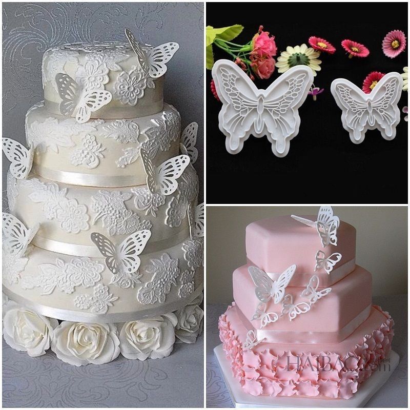 2PCS Lot Hot Butterfly Cake Mould Fondant Decorating Cookie
