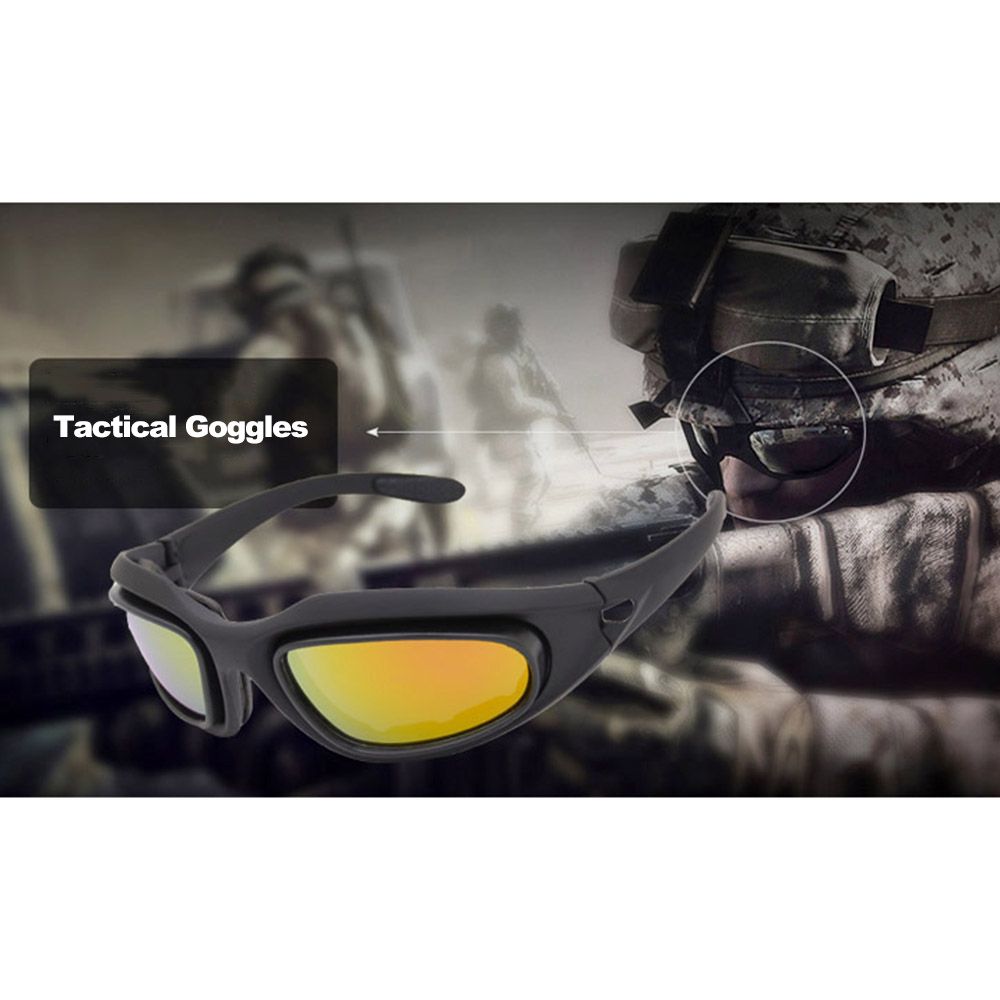 Polarized UV400 Tactical Goggles C5 Shooting Glasses 4 Lens