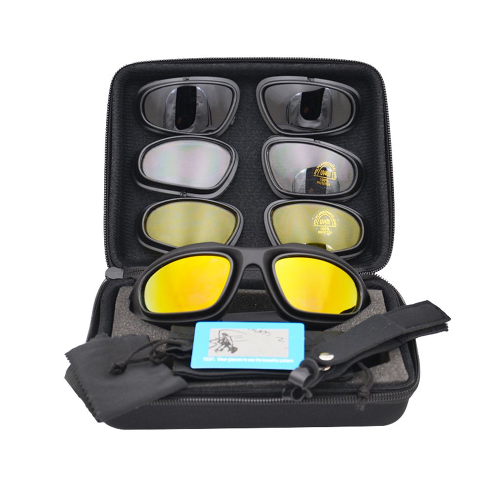 Polarized UV400 Tactical Goggles C5 Shooting Glasses 4 Lens